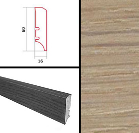 Плинтус Barlinek шпонированный 2200х60х16 мм Дуб белый матовый лак, 1 м.п.